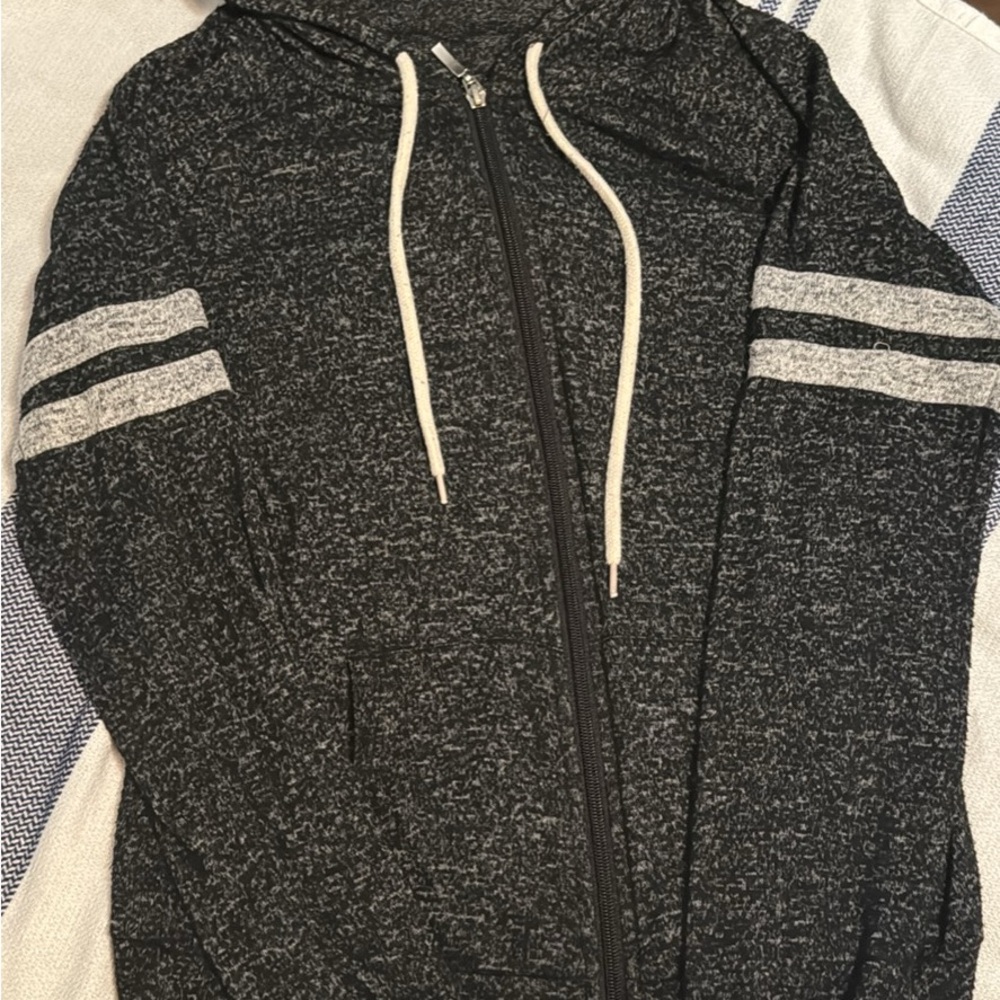 Black and Gray Zip-Up Hoodie